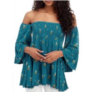 Free People Lana Printed Off-The-Shoulder Top NWT X-Small